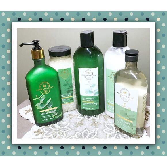 5 Bath & Body Works Aroma Eucalyptus Spearmint Body Wash Bath Soak Hair Care Lot